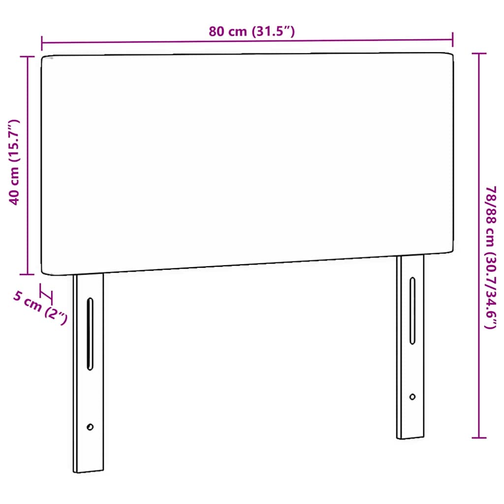 LED Headboard with LED Strip Lights Dark grey 80 cm Fabric