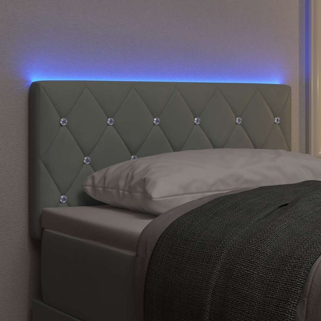 LED Headboard with LED Strip Lights Light grey 80 cm Velvet