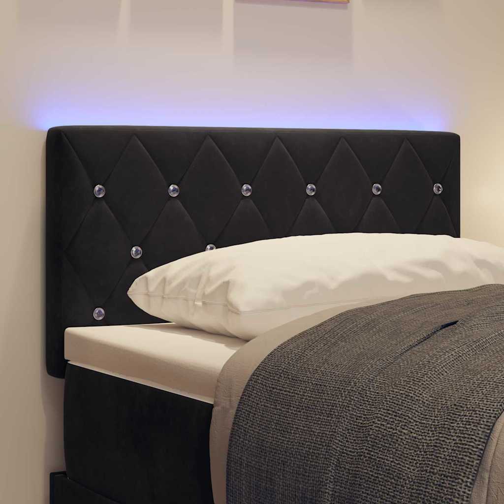LED Headboard with LED Strip Lights Argyle Black 80 cm Velvet