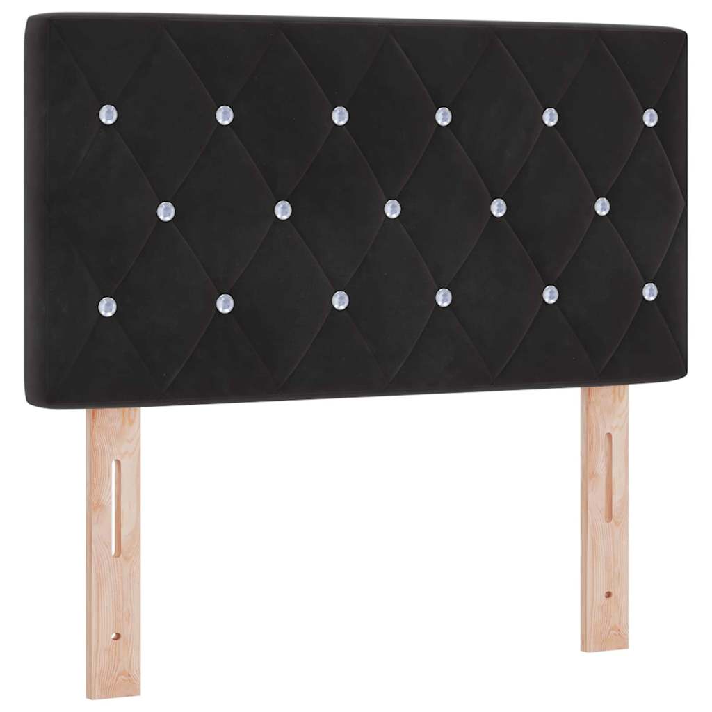 LED Headboard with LED Strip Lights Argyle Black 80 cm Velvet