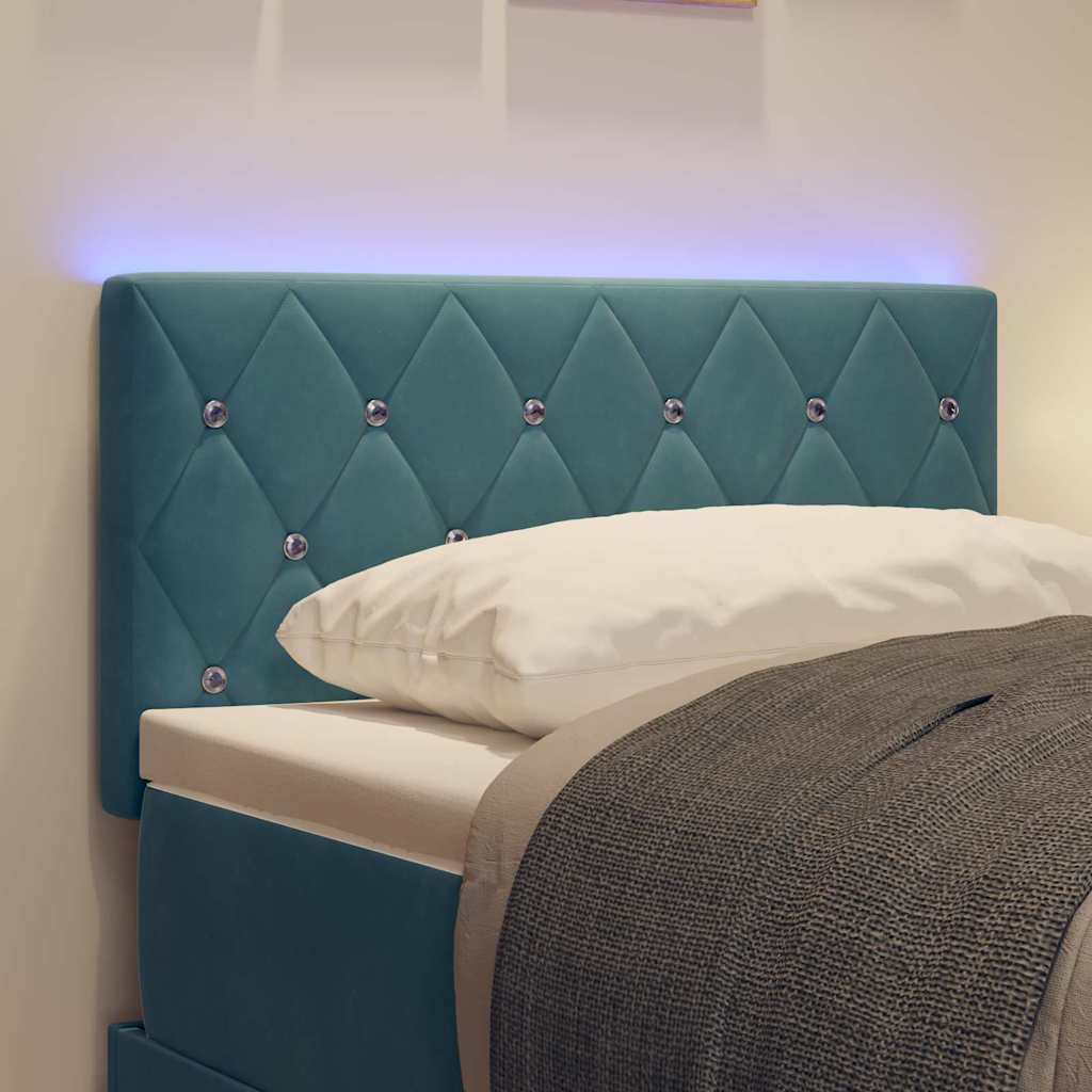 LED Headboard with LED Strip Lights Dark blue 80 cm Velvet