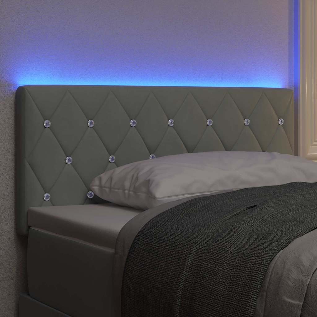 LED Headboard with LED Strip Lights Light grey 90 cm Velvet