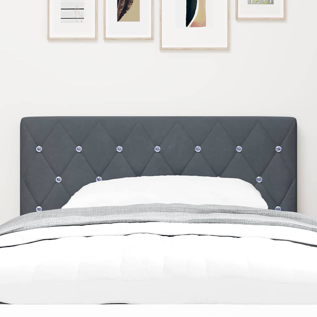 LED Headboard with LED Strip Lights Dark grey 90 cm Velvet
