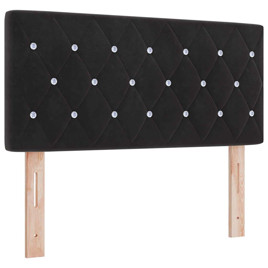 LED Headboard with LED Strip Lights Argyle Black 90 cm Velvet