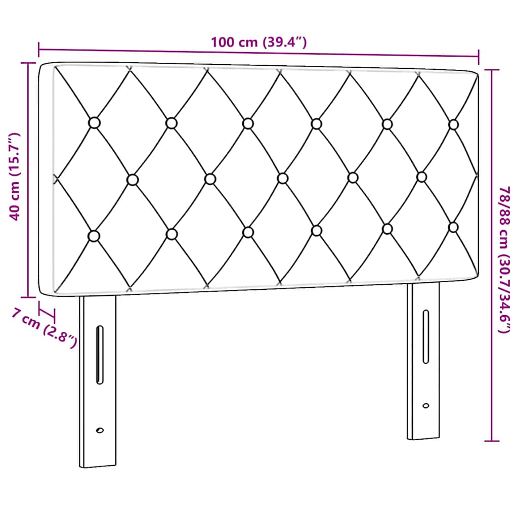 LED Headboard with LED Strip Lights Dark grey 100 cm Velvet