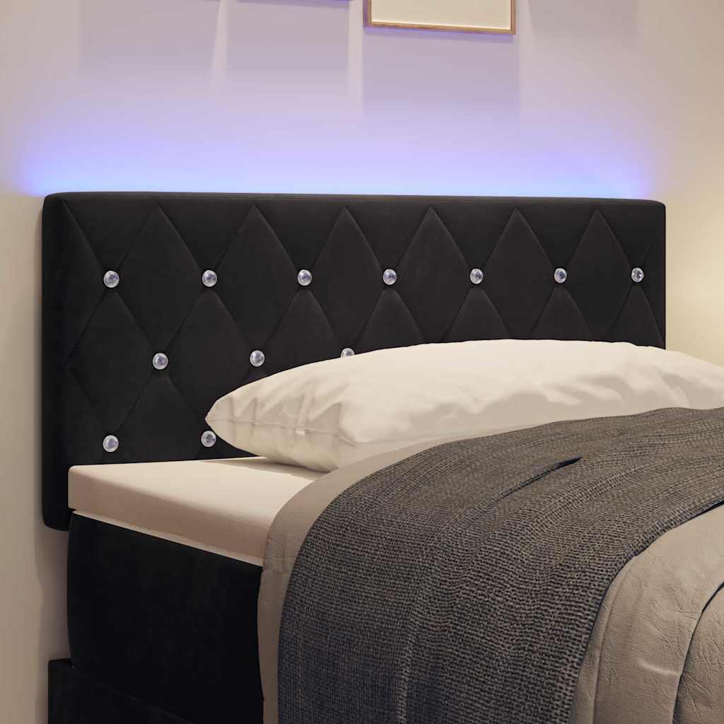 LED Headboard with LED Strip Lights Argyle Black 100 cm Velvet