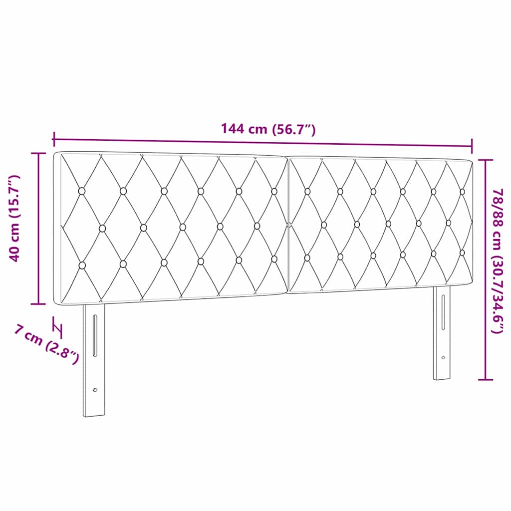 LED Headboard with LED Strip Lights Light grey 144 cm Velvet
