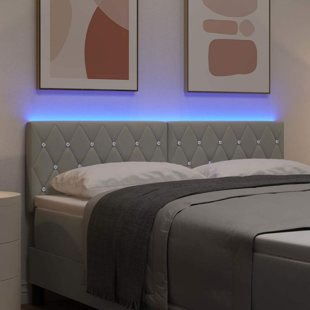 LED Headboard with LED Strip Lights Light grey 80 cm Velvet