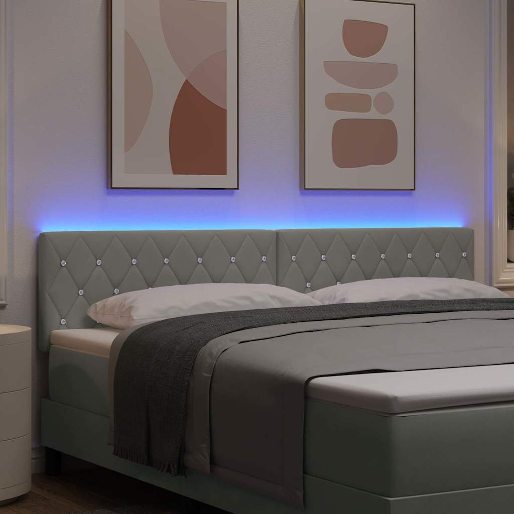 LED Headboard with LED Strip Lights Light grey 90 cm Velvet