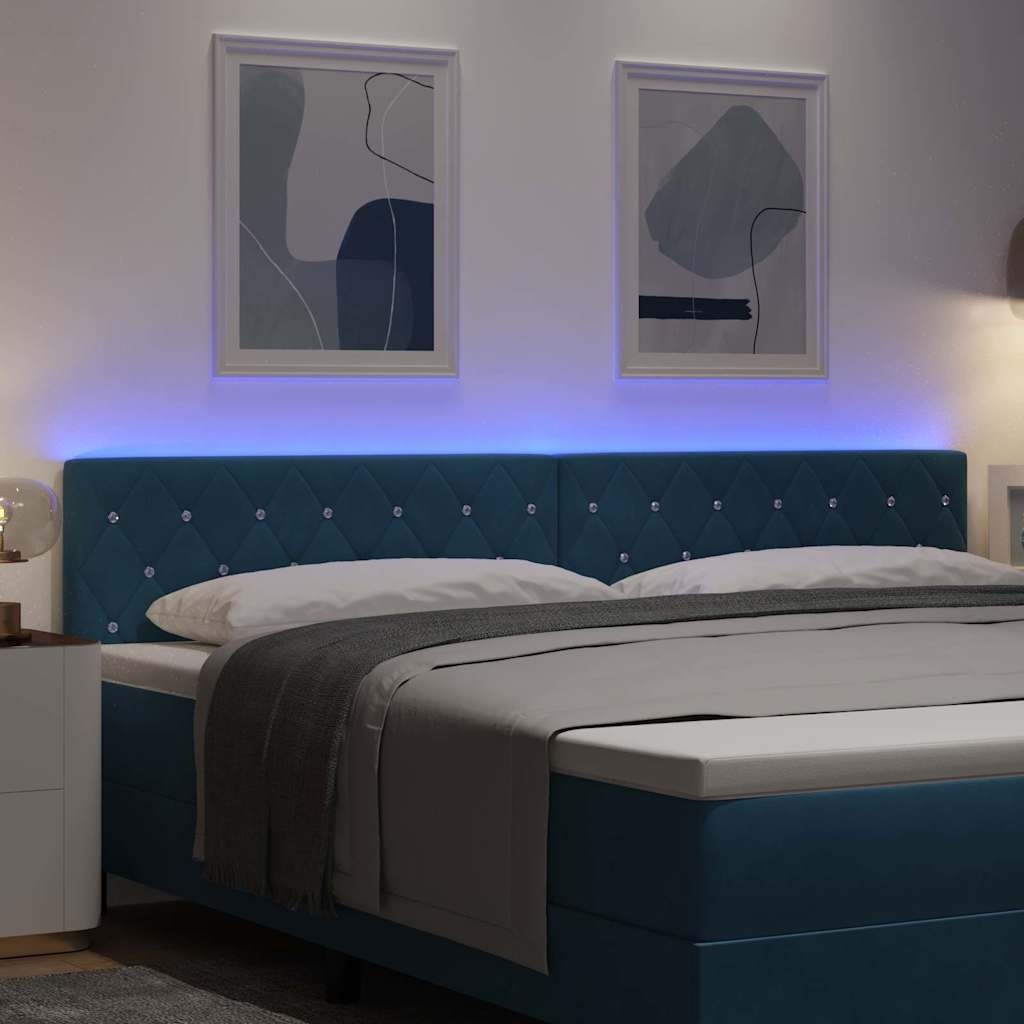 LED Headboard with LED Strip Lights Dark blue 100 cm Velvet