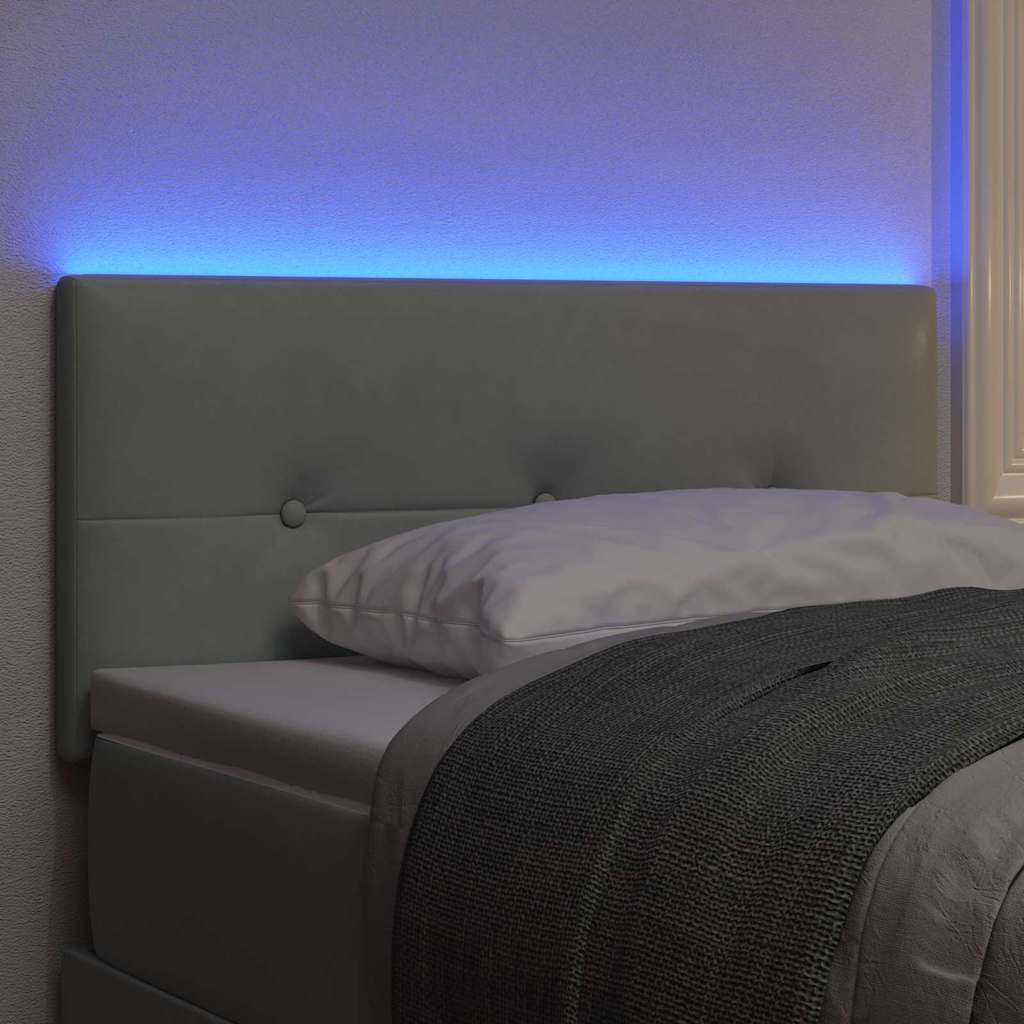 Headboard with LED Strip Lights Light Grey 80 cm Velvet