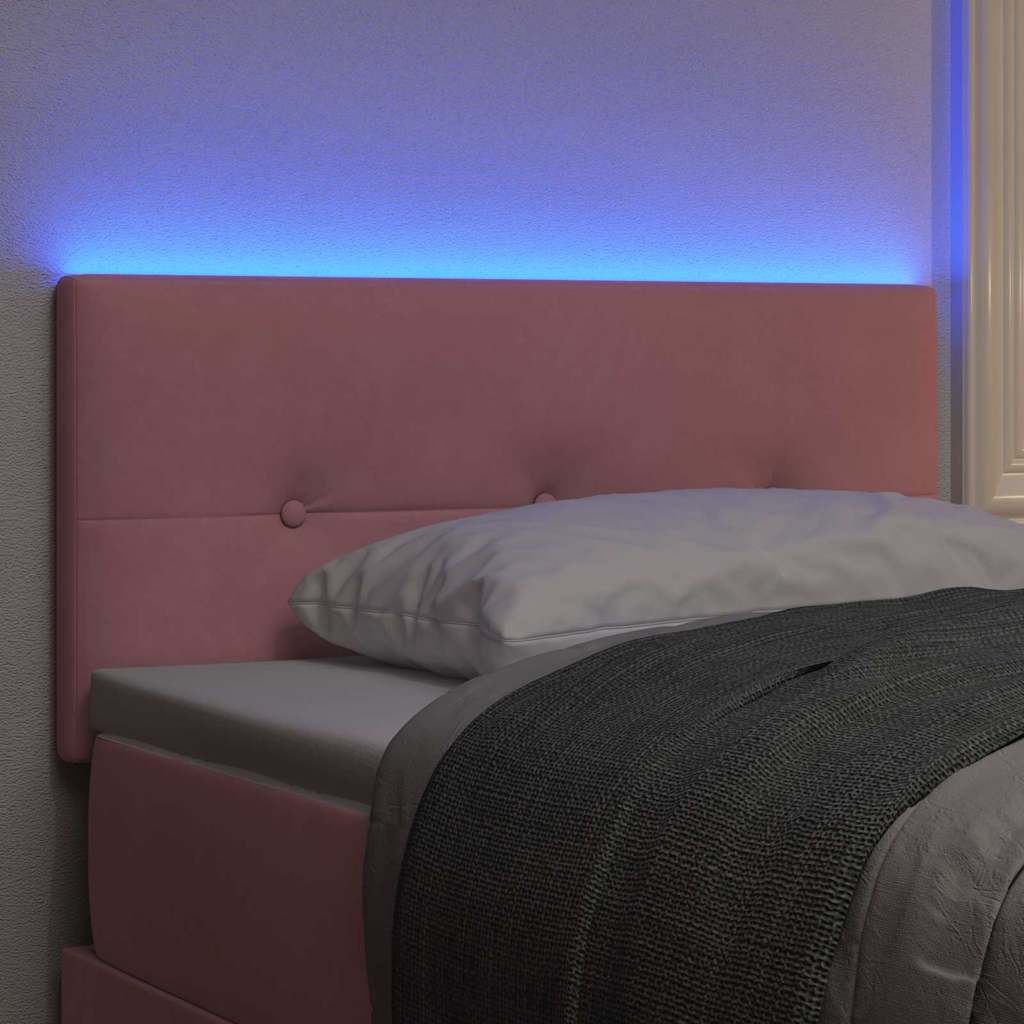 Headboard with LED Strip Lights Adjustable Pink 80 cm Velvet