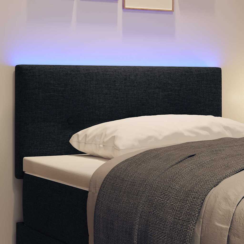 LED Headboard with LED Strip Lights Manual Black 90 cm Fabric