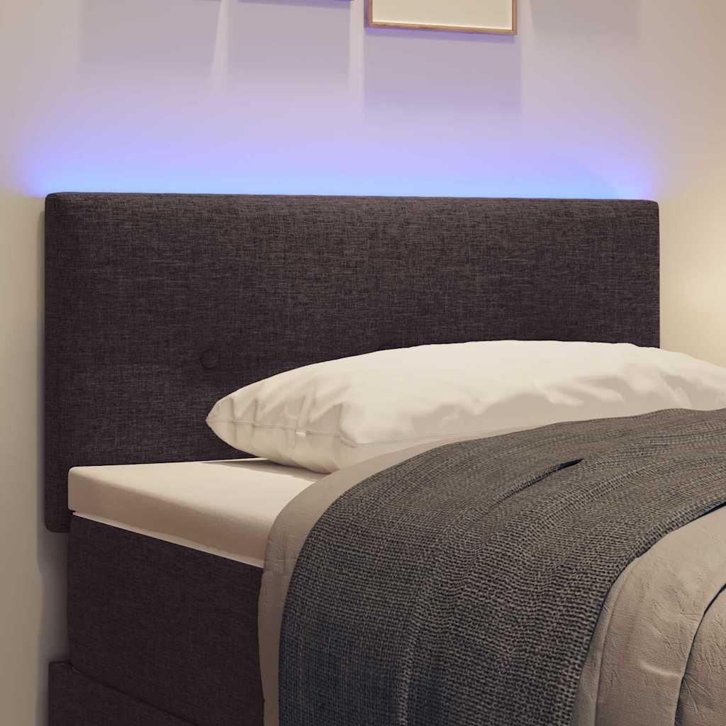 LED Headboard with LED Strip Lights Dark Brown 90 cm Fabric