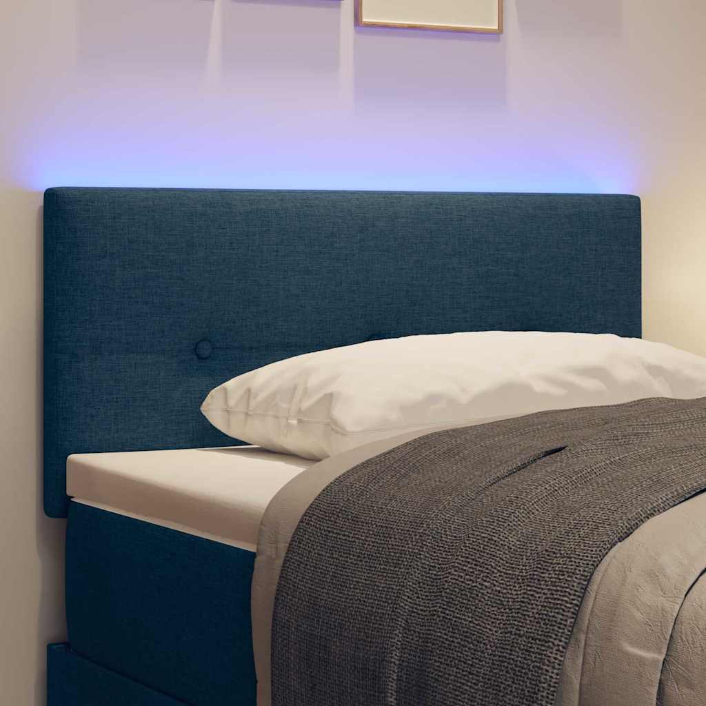 LED Headboard with LED Strip Lights Manual Blue 90 cm Fabric