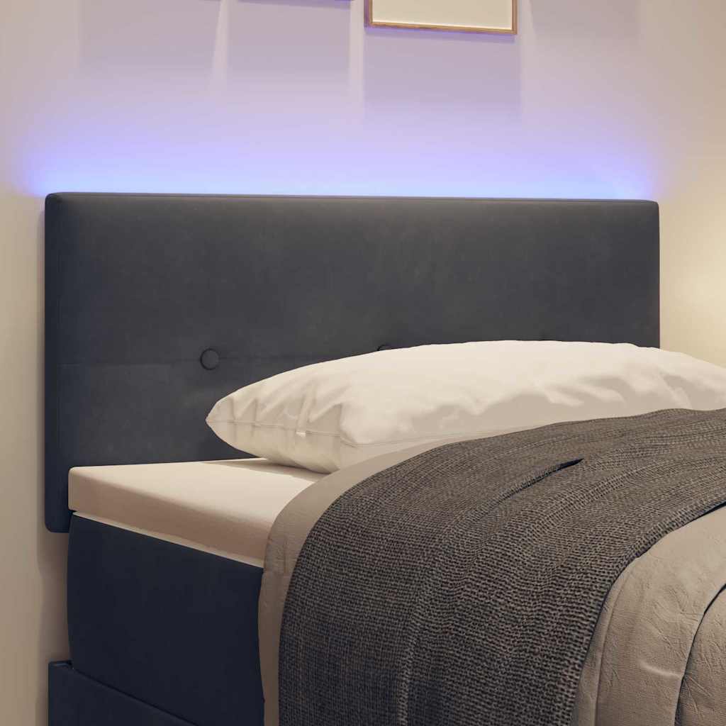 Headboard with LED Strip Lights Adjustable Grey 90 cm Velvet