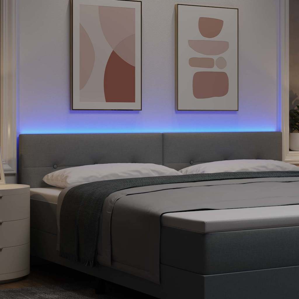 LED Headboard with LED Strip Lights Light grey 200 cm Fabric