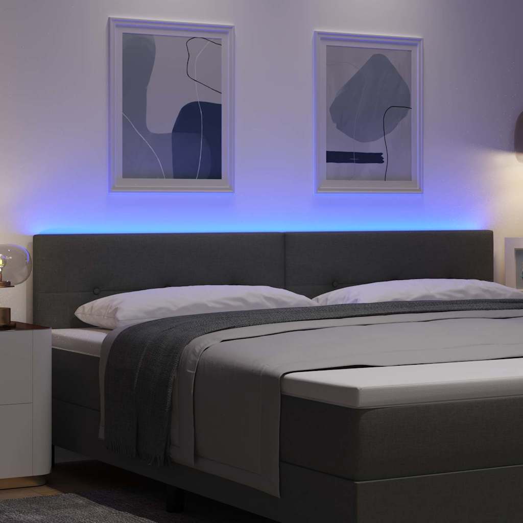 LED Headboard with LED Strip Lights Dark Grey 200 cm Fabric