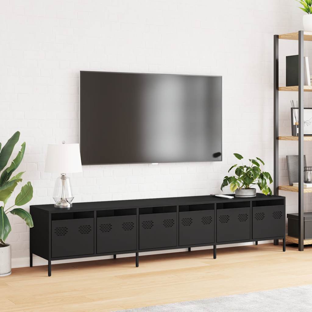 TV Cabinet Black 202x39x43.5 cm Cold-rolled Steel