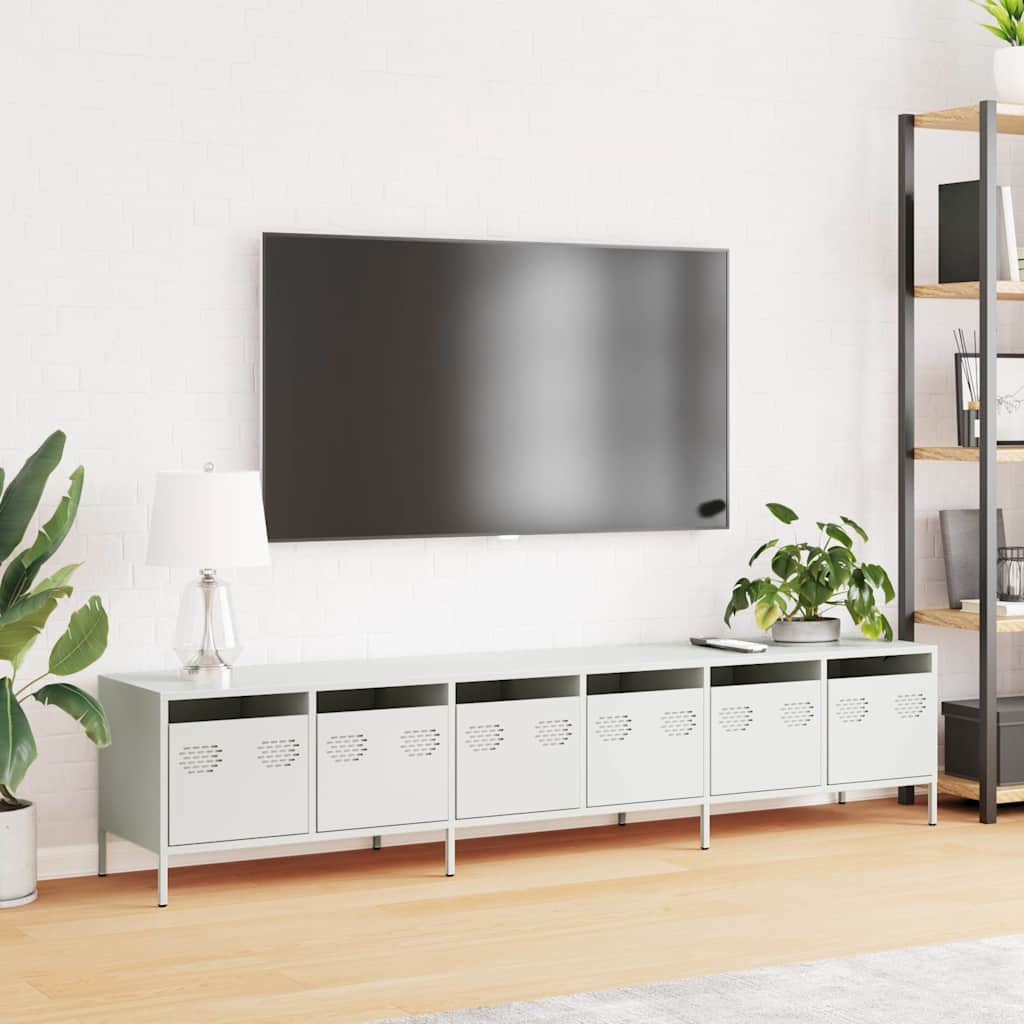 TV Cabinet White 202x39x43.5 cm Cold-rolled Steel