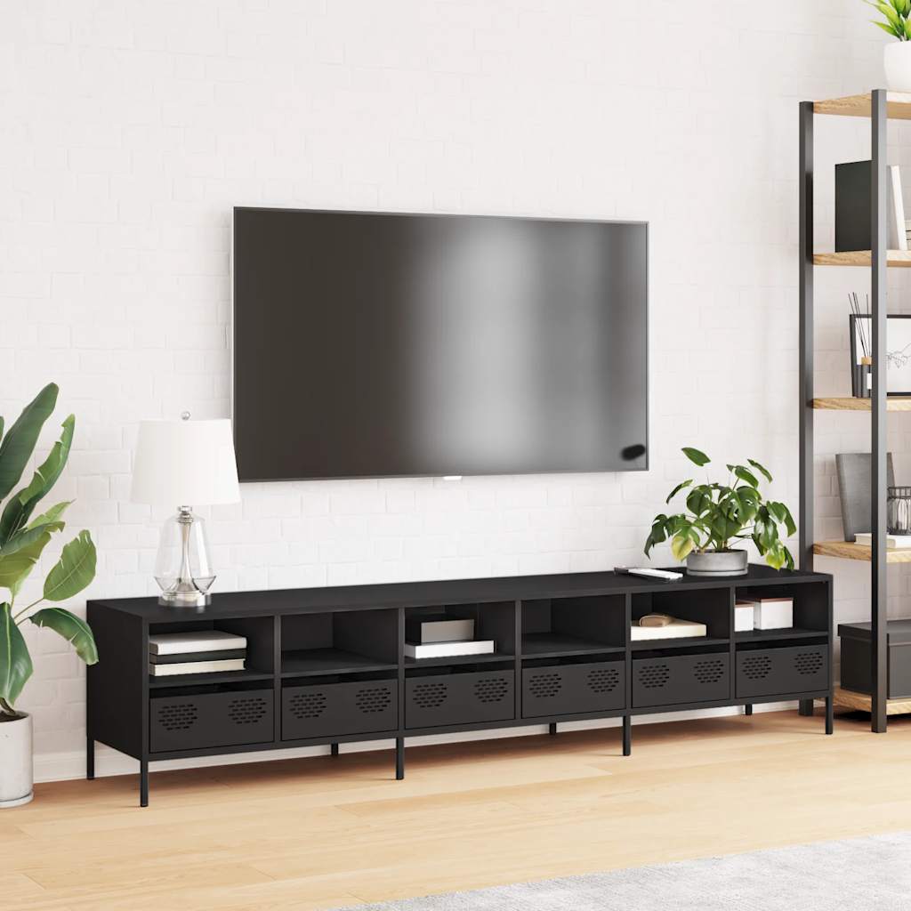 TV Cabinet Black 202x39x43.5 cm Cold-rolled Steel