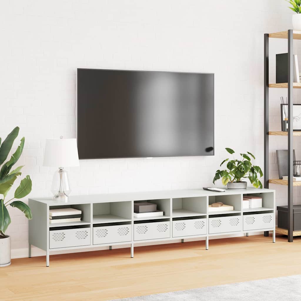 TV Cabinet White 202x39x43.5 cm Cold-rolled Steel