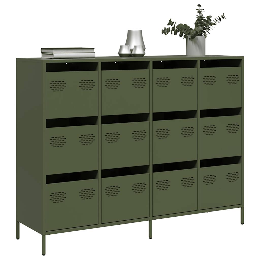 Sideboard Olive Green 135x39x103.5 cm Cold-rolled Steel