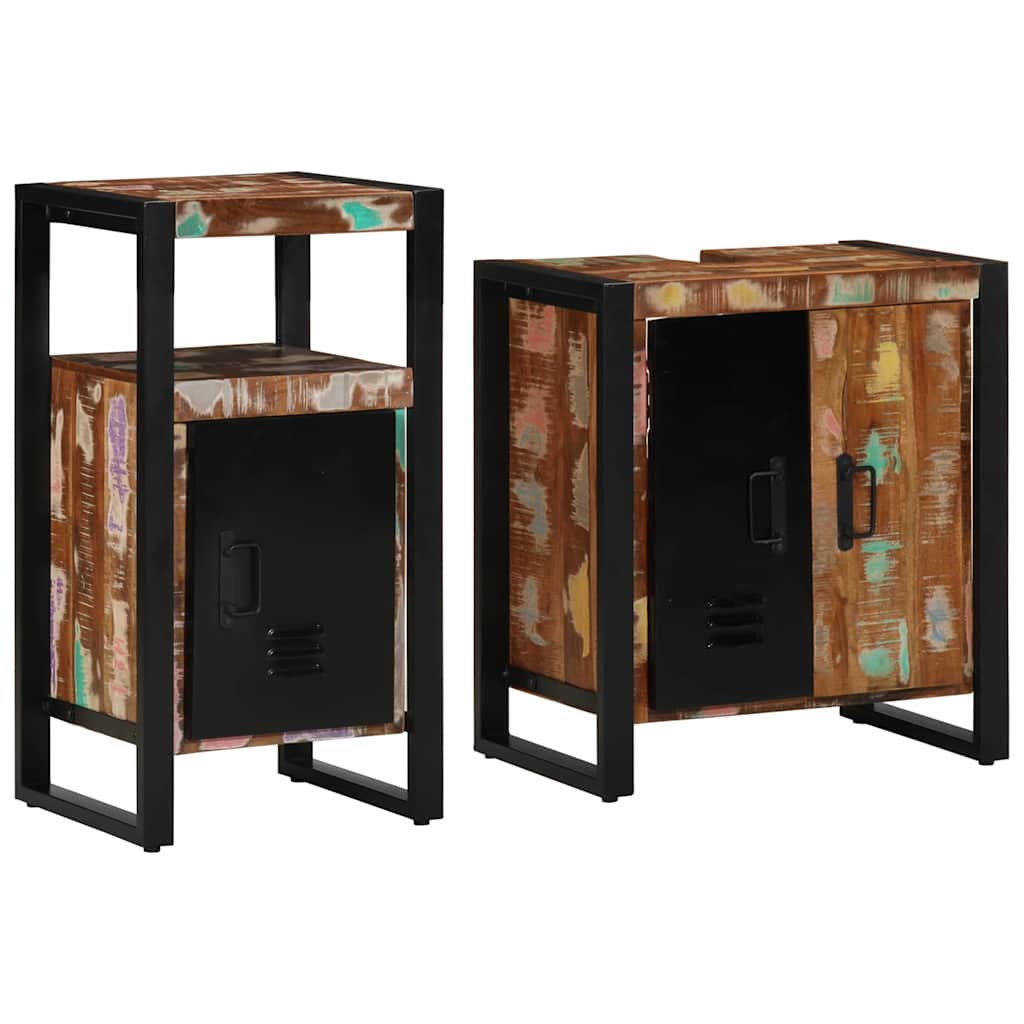 Bathroom Furniture Set 2 pcs Brown Solid reclaimed wood