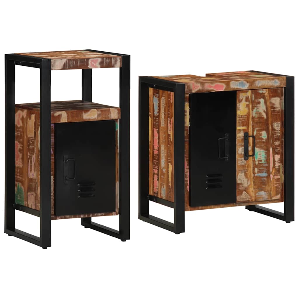 Bathroom Furniture Set 2 pcs Brown Solid reclaimed wood