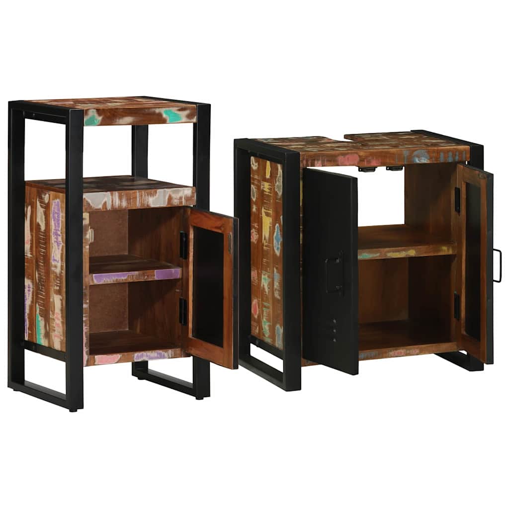 Bathroom Furniture Set 2 pcs Brown Solid reclaimed wood