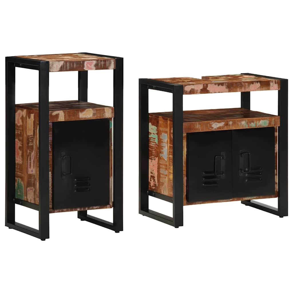 Bathroom Furniture Set 2 pcs Brown Solid reclaimed wood