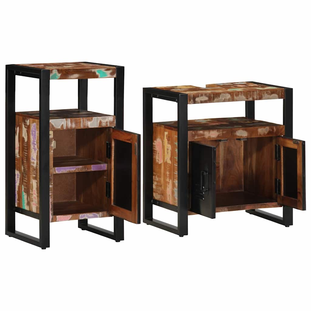 Bathroom Furniture Set 2 pcs Brown Solid reclaimed wood