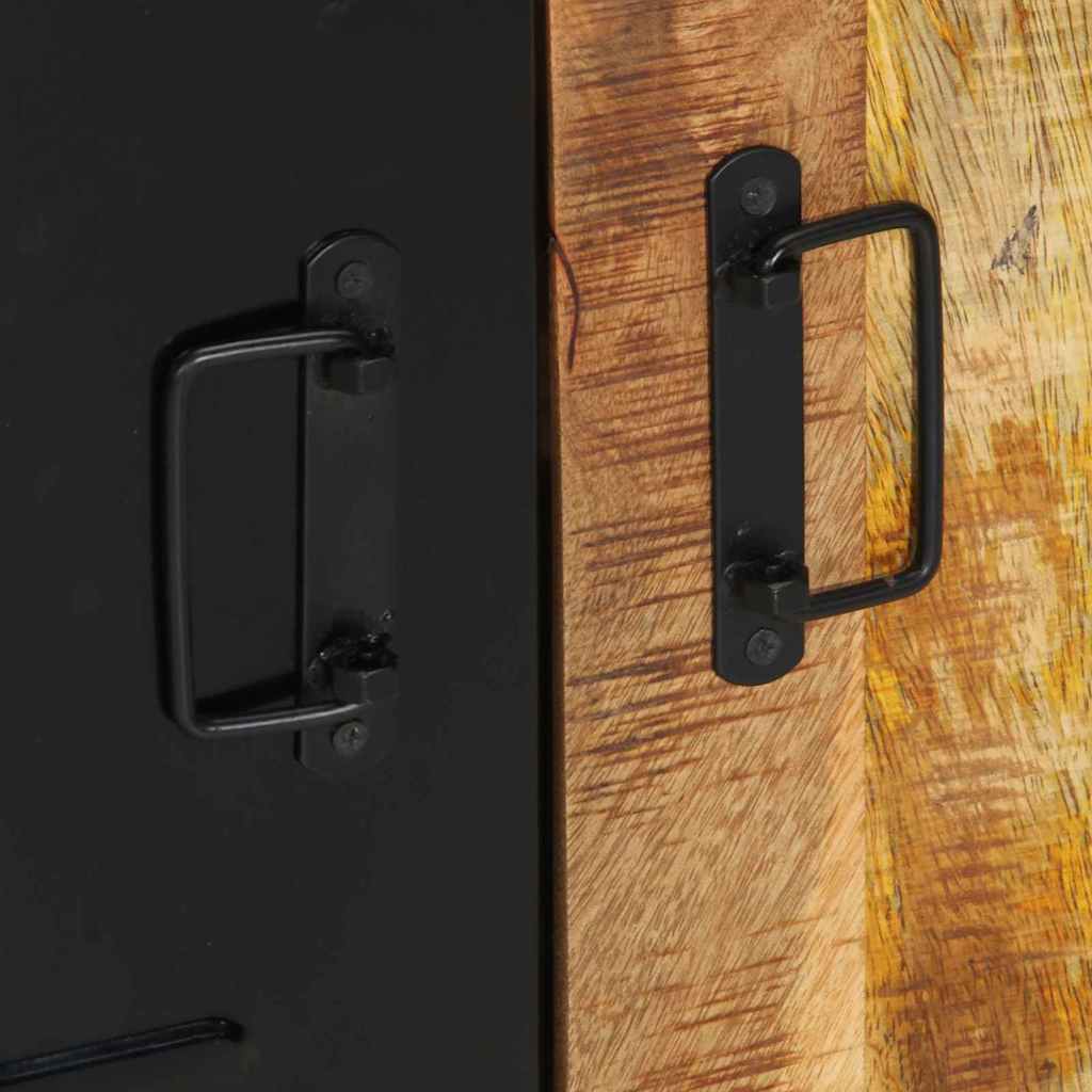 Bathroom Furniture Set 2 pcs Brown and Black Solid Mango Wood