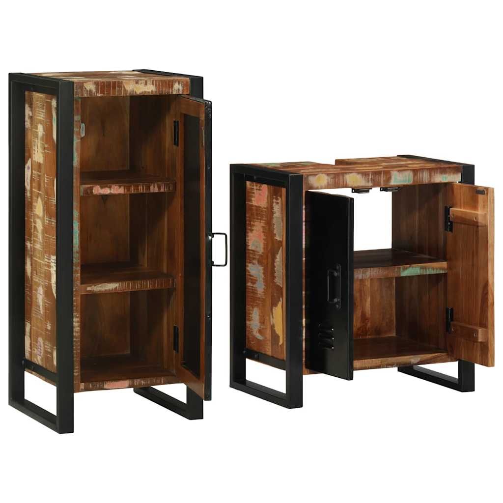 Bathroom Furniture Set with Shelf 2 pcs Solid reclaimed wood