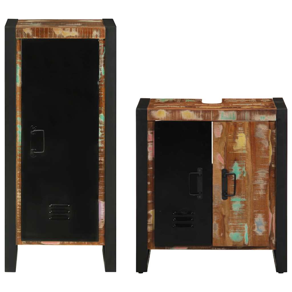 Bathroom Furniture Set with Shelf 2 pcs Solid reclaimed wood