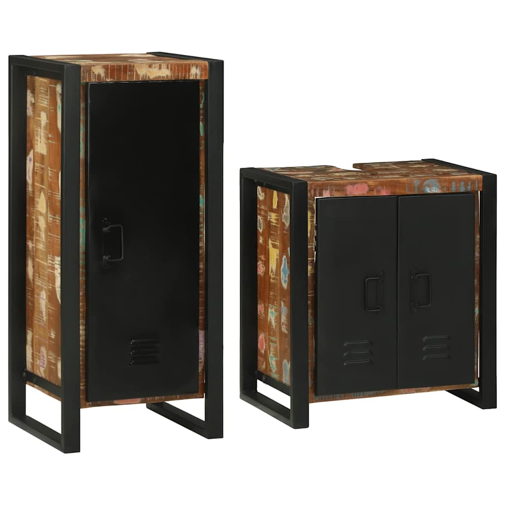 Bathroom Furniture Set 2 pcs Multicolour Solid Reclaimed Wood