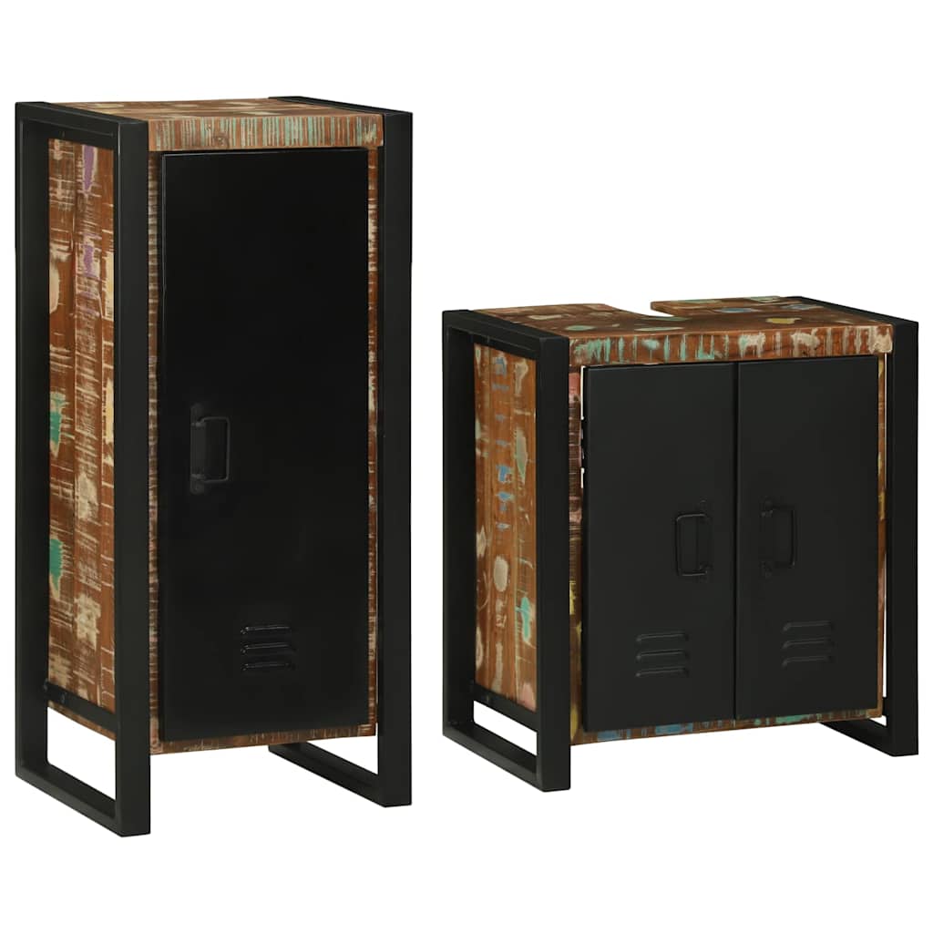 Bathroom Furniture Set 2 pcs Multicolour Solid Reclaimed Wood