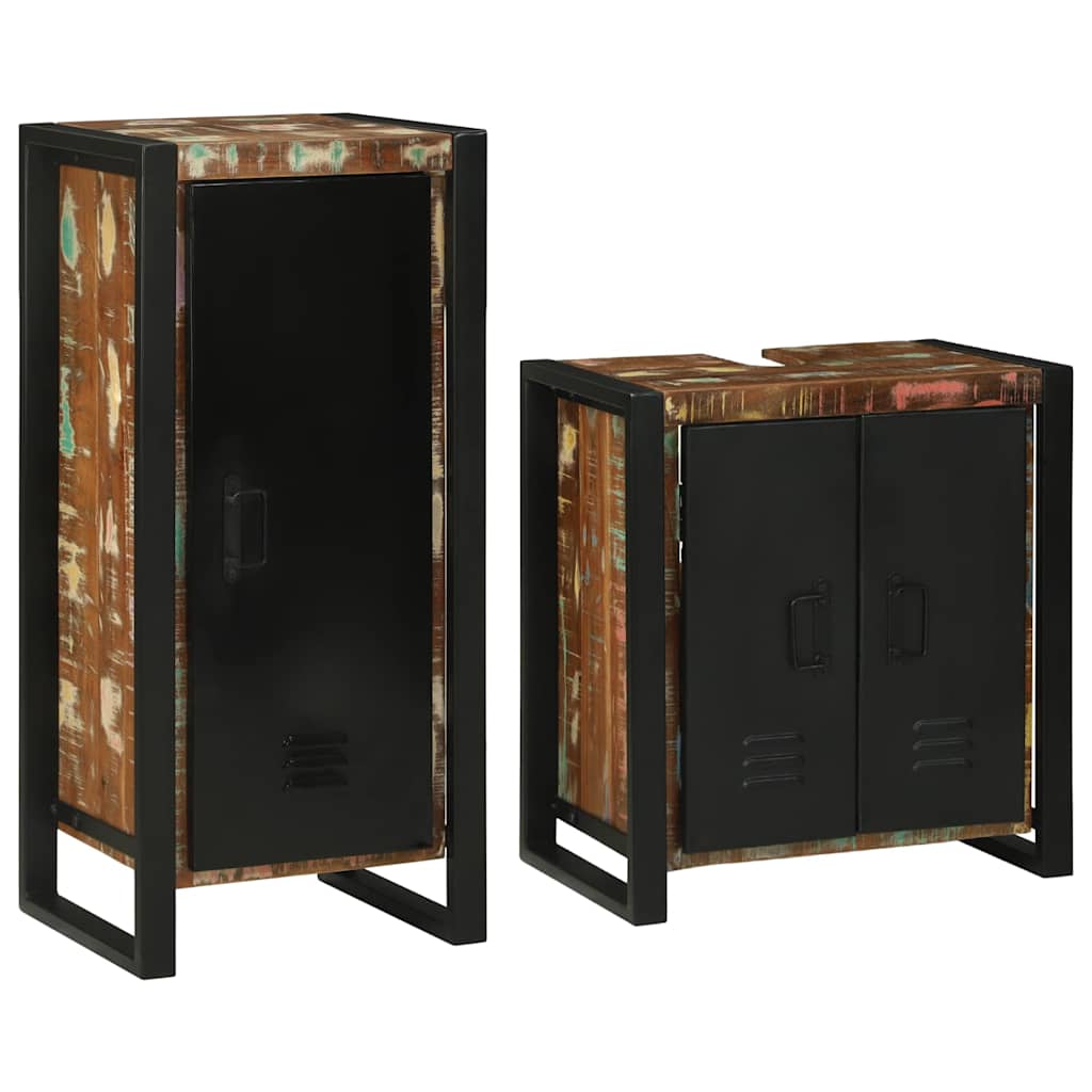Bathroom Furniture Set 2 pcs Multicolour Solid Reclaimed Wood