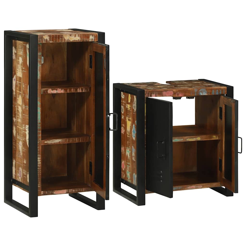 Bathroom Furniture Set 2 pcs Multicolour Solid Reclaimed Wood