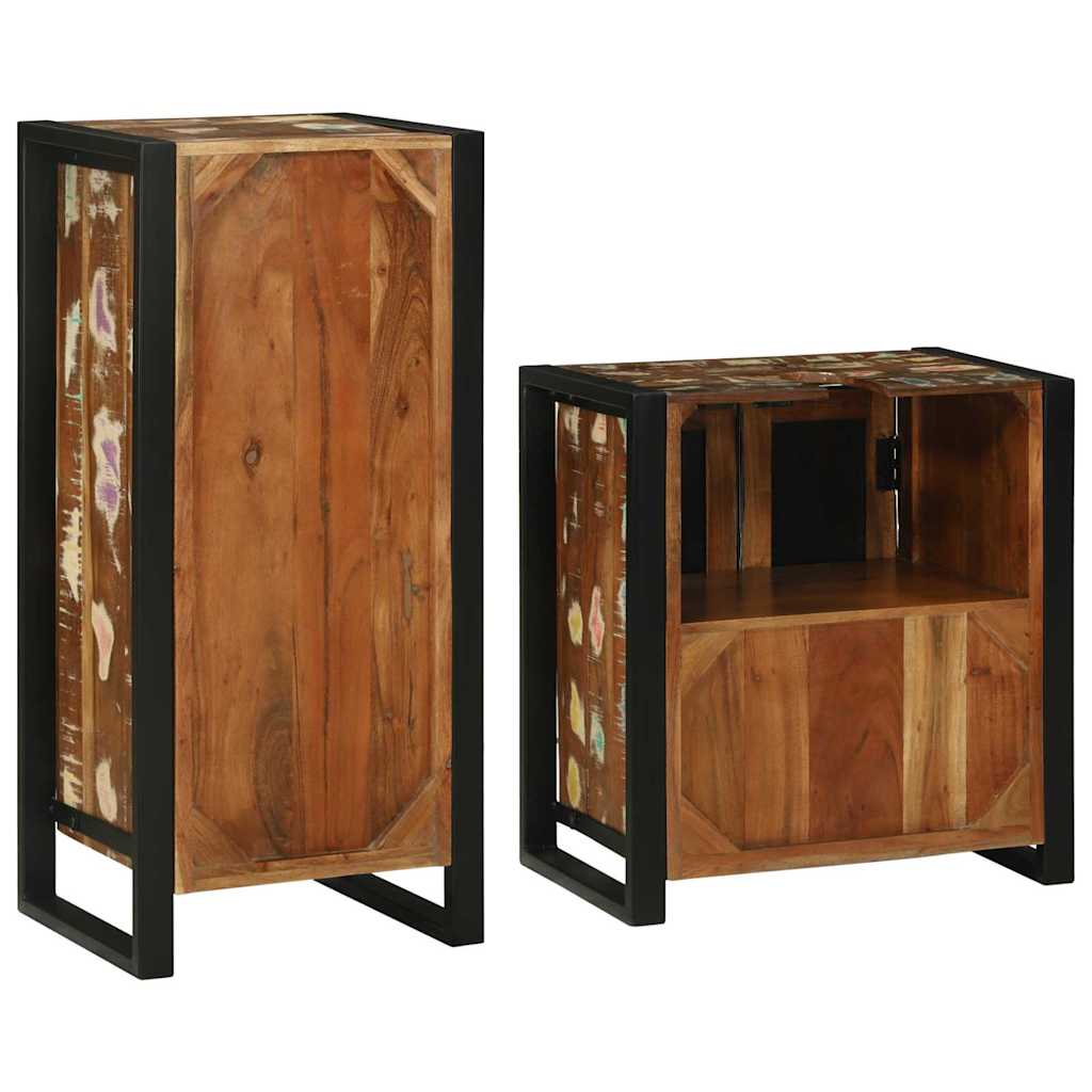 Bathroom Furniture Set 2 pcs Multicolour Solid Reclaimed Wood