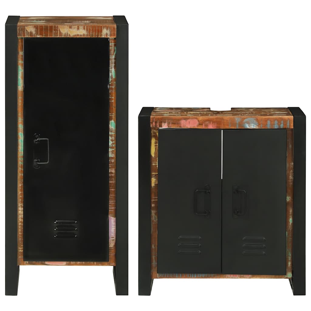 Bathroom Furniture Set 2 pcs Multicolour Solid Reclaimed Wood
