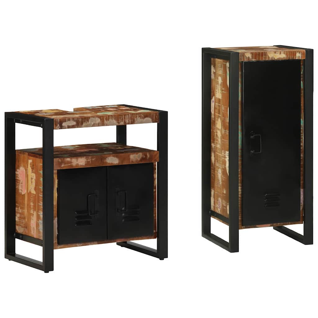 Bathroom Furniture Set 2 pcs Multicolour Solid Reclaimed Wood