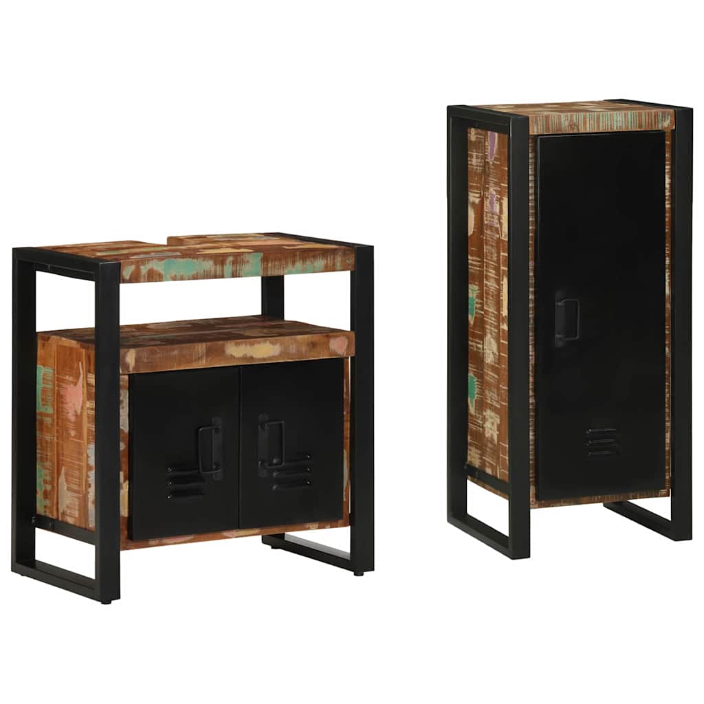 Bathroom Furniture Set 2 pcs Multicolour Solid Reclaimed Wood