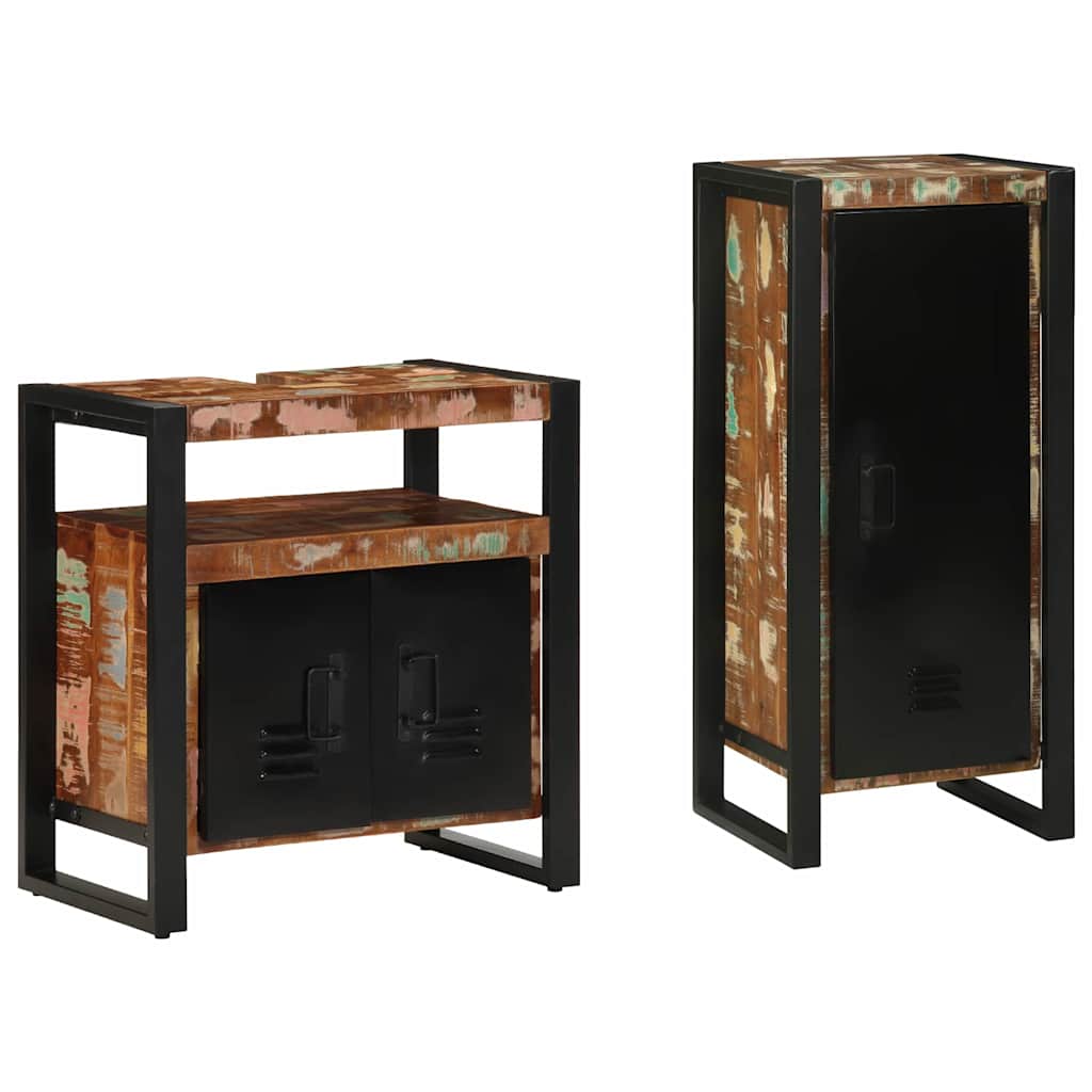 Bathroom Furniture Set 2 pcs Multicolour Solid Reclaimed Wood