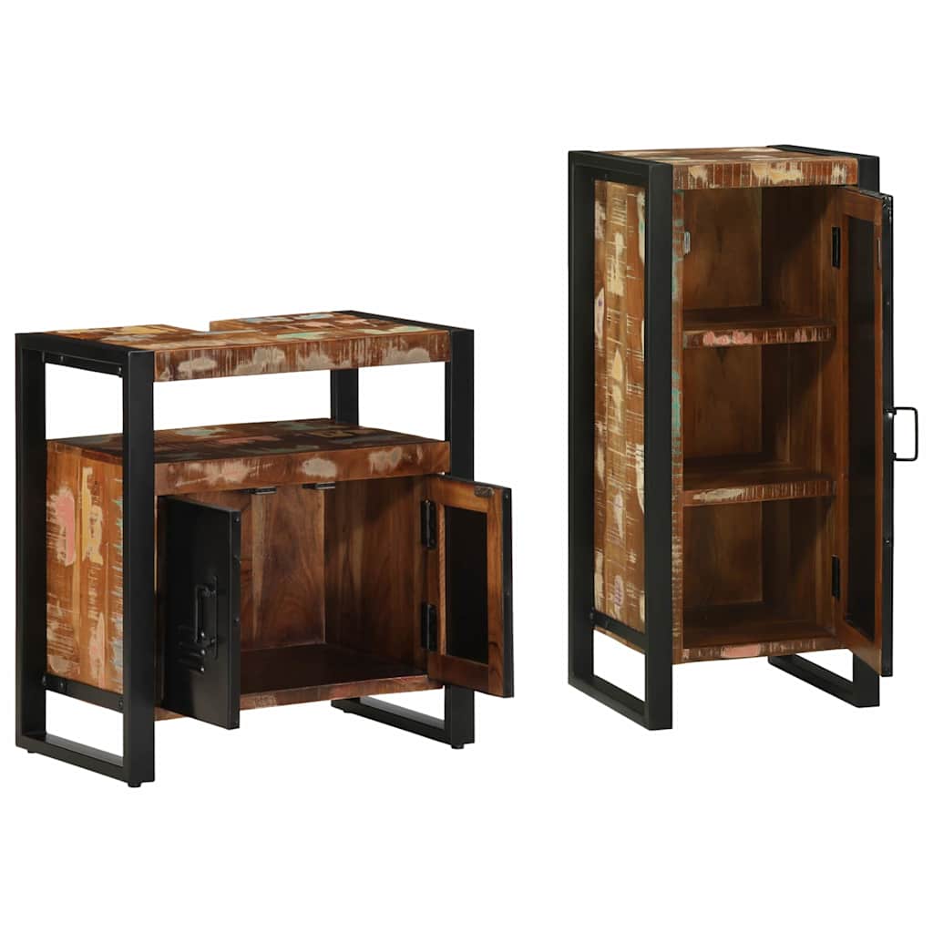 Bathroom Furniture Set 2 pcs Multicolour Solid Reclaimed Wood