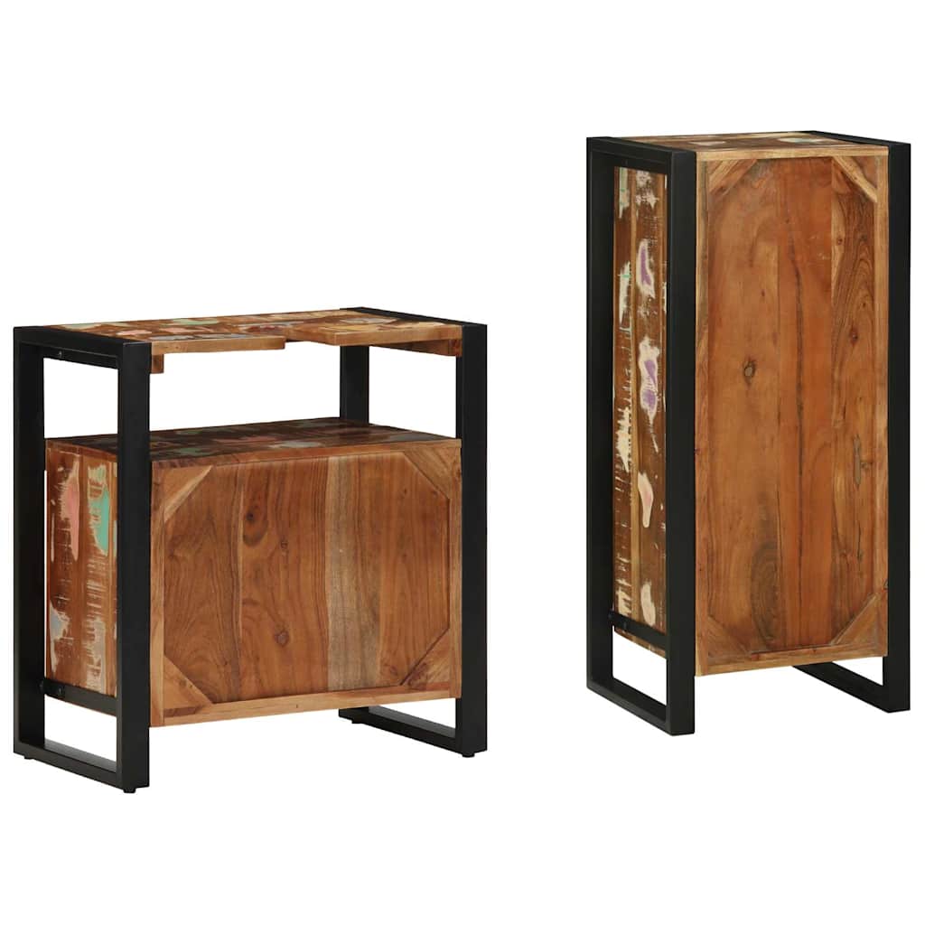 Bathroom Furniture Set 2 pcs Multicolour Solid Reclaimed Wood
