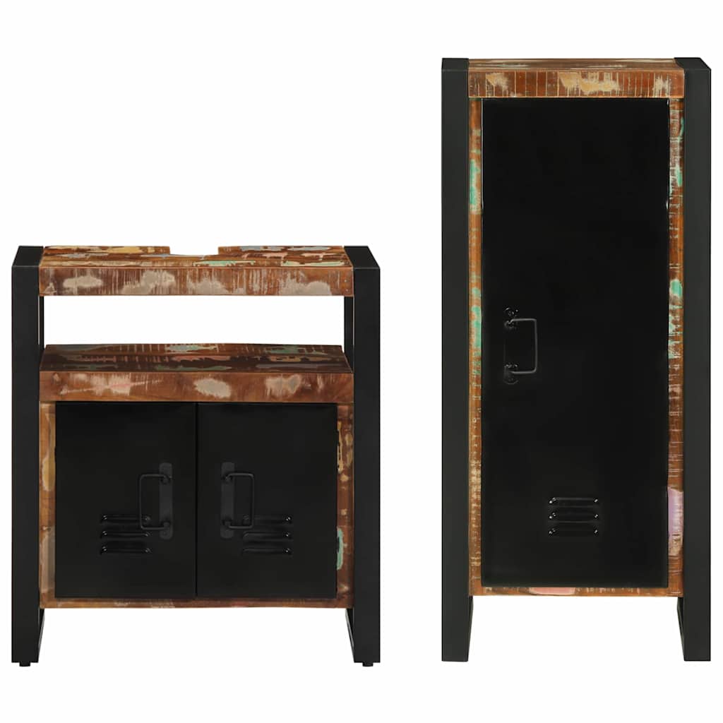 Bathroom Furniture Set 2 pcs Multicolour Solid Reclaimed Wood