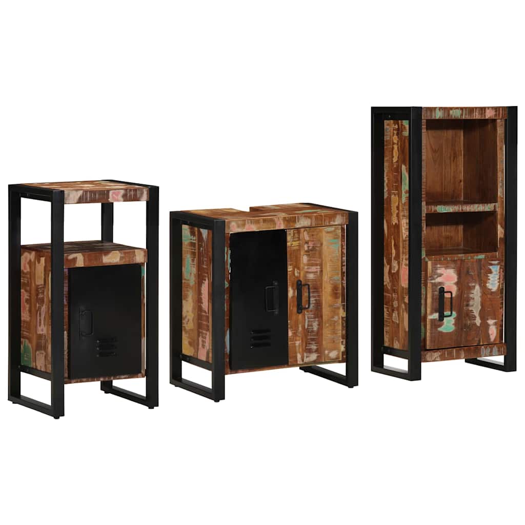 Bathroom Furniture Set 3 pcs Multicolour Solid Reclaimed Wood