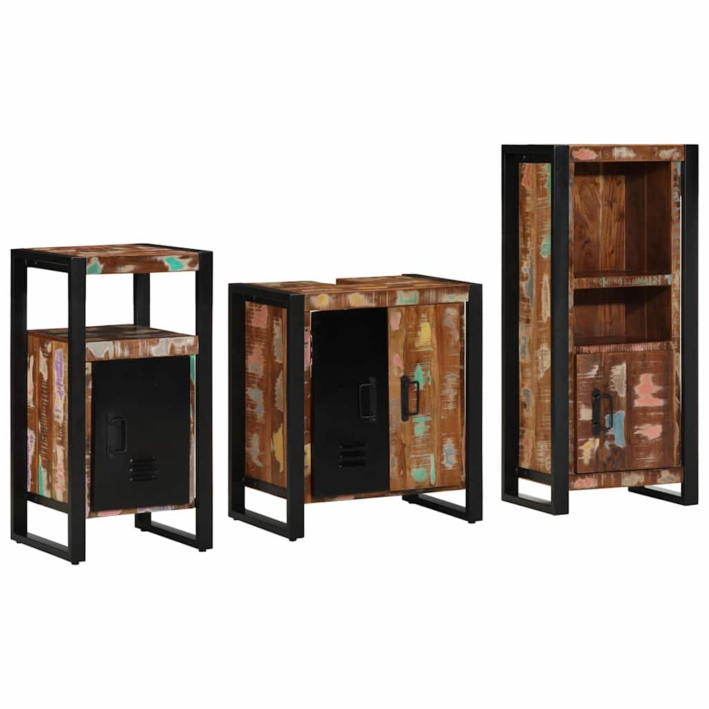 Bathroom Furniture Set 3 pcs Multicolour Solid Reclaimed Wood