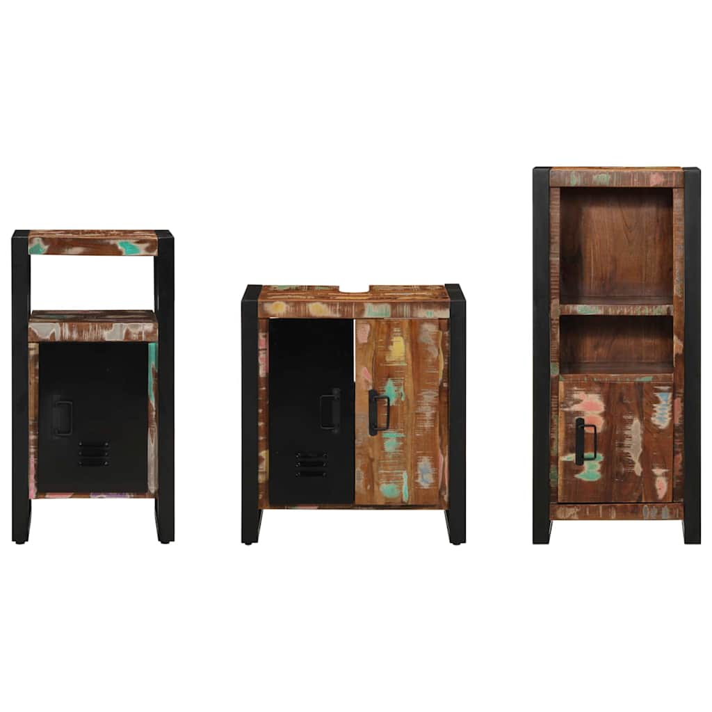 Bathroom Furniture Set 3 pcs Multicolour Solid Reclaimed Wood